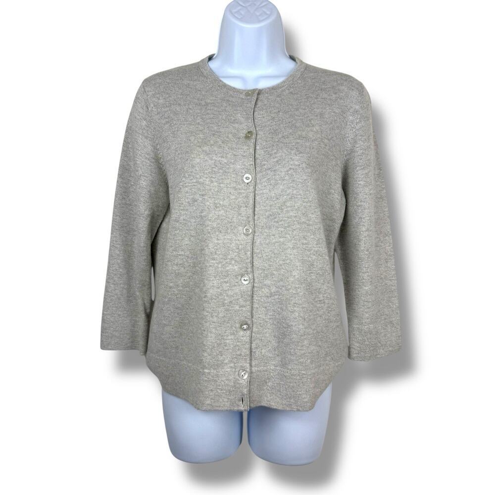 Marks Spencer Sweater Womens 10 Gray Little Cardigan Button Circle Neck Coastal